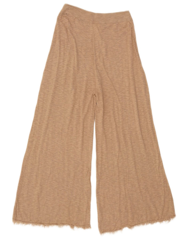 Pantaloni tăiați pentru femei tricotați Zara UK 12 Medium L28 L23 Bej