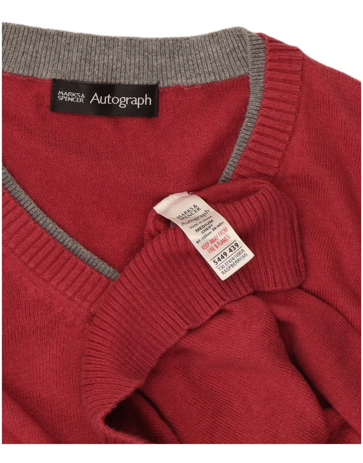 Marks & Spencer Herre Autograph V-hals sweater Medium Bourgogne bomuld