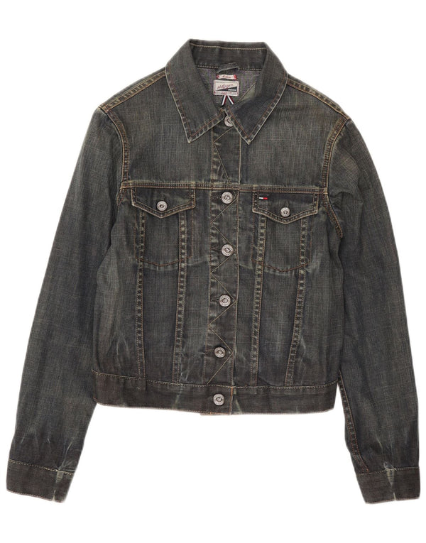 Tommy Hilfiger Womens Crop Denim Jacket UK 12 Medium Blue Cotton