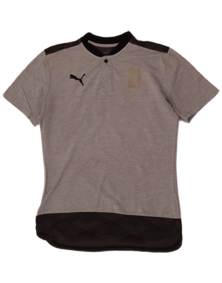 Puma Mens Graphic T-Shirt Top Medium Grey Colourblock Cotton