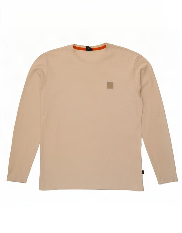 Hugo Boss Hombre Top Manga Larga Grande Algodón Blanco Roto