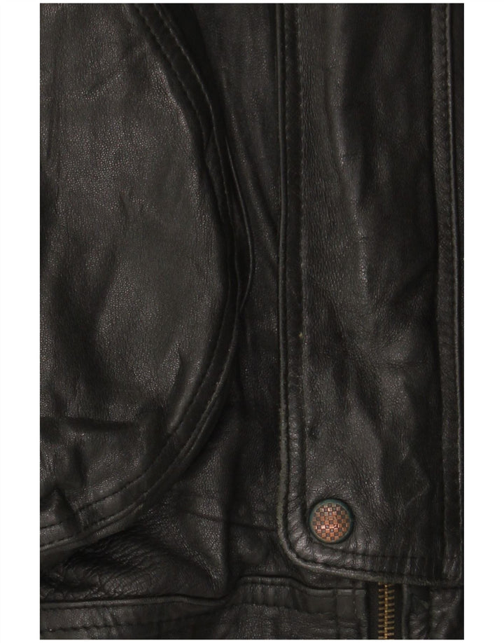 Vintage Mens Leather Jacket UK 42 XL Black Leather