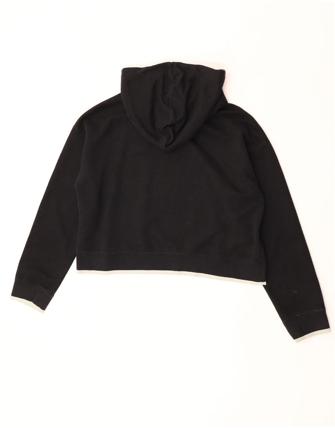 Adidas Womens Crop Oversized Hoodie Jumper UK 10 Small  Black Polyester