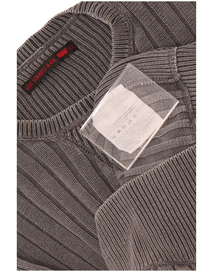 Męski sweter z okrągłym dekoltem Levi's, duży, szary, bawełniany