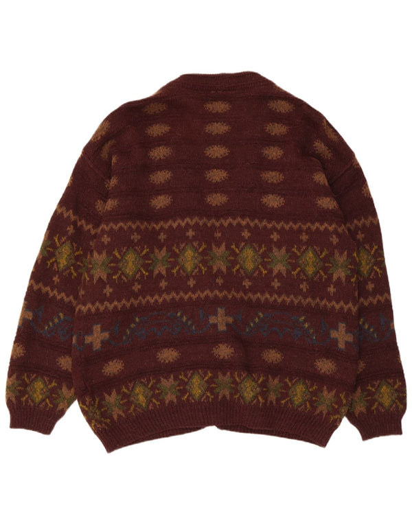 Ανδρικό πουλόβερ vintage ζακέτα IT 50 Μεσαίο καφέ Fair Isle Alpaca Wool