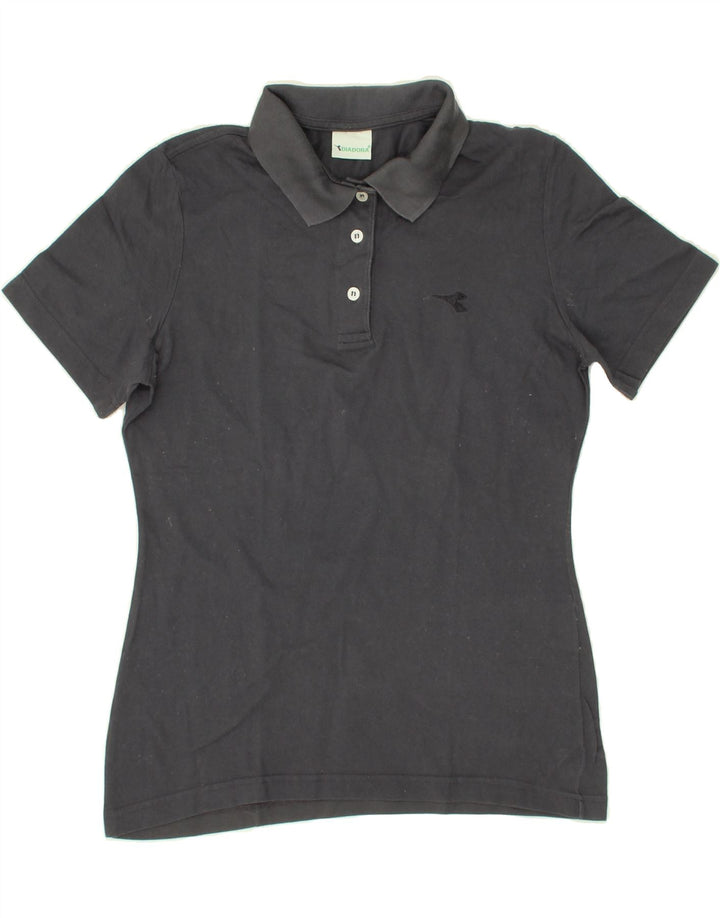 DIADORA Womens Polo Shirt IT 46 Large Black Cotton Vintage Diadora and Second-Hand Diadora from Messina Hembry 
