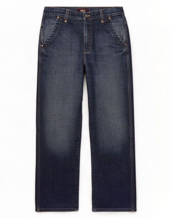 Jeans dritti da uomo Rifle W34 L31 in cotone blu navy