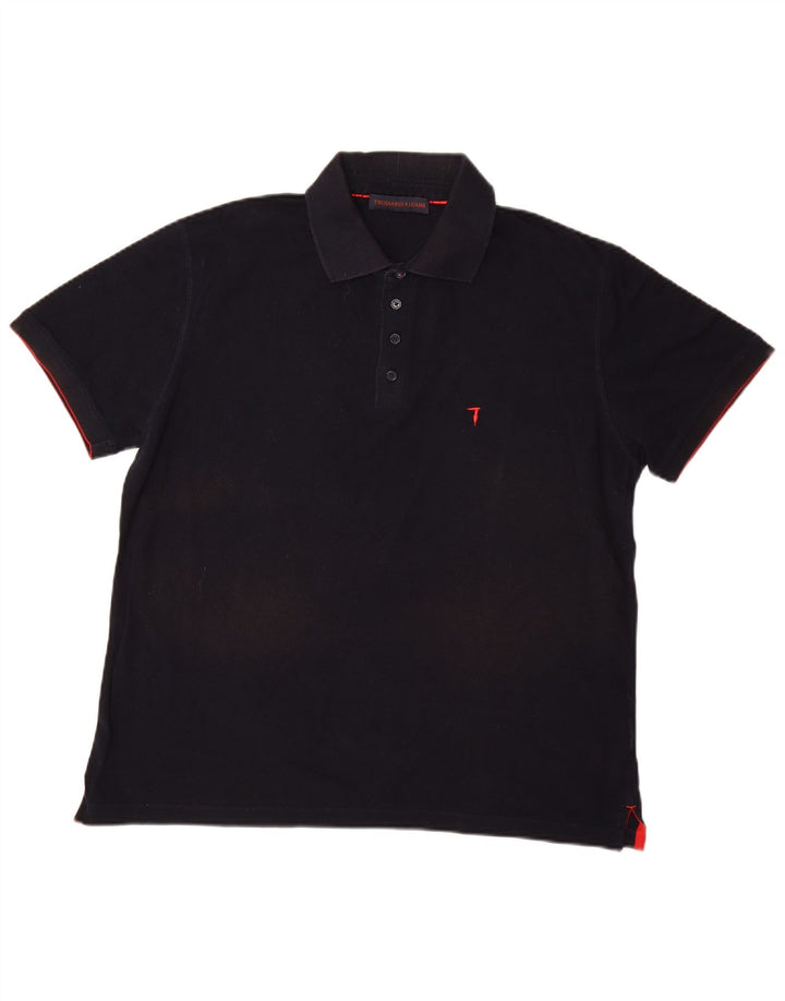 TRUSSARDI JEANS Mens Polo Shirt 2XL Navy Blue