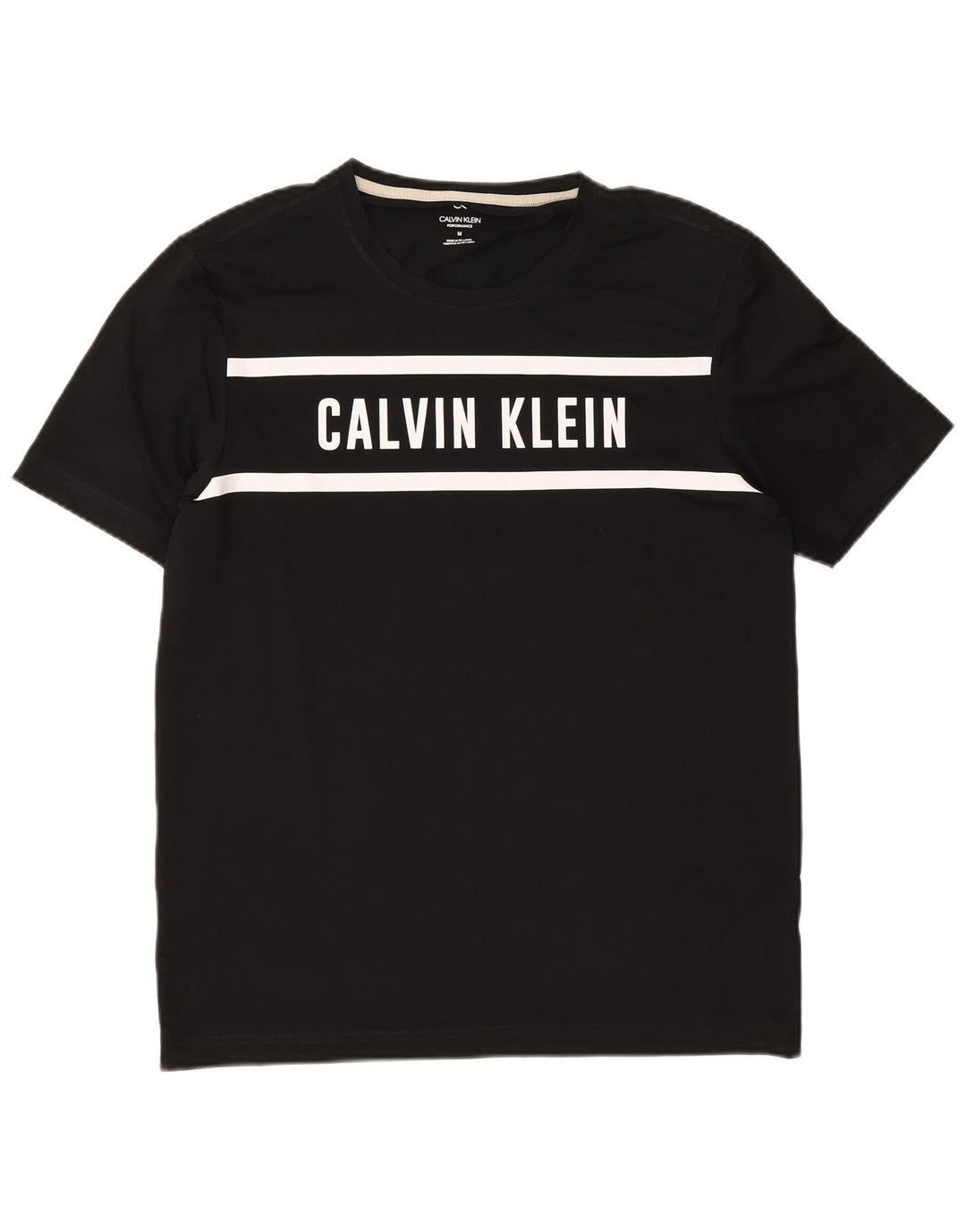 Calvin Klein Мужская футболка с рисунком Верх среднего черного цвета из полиэстера с цветными блоками