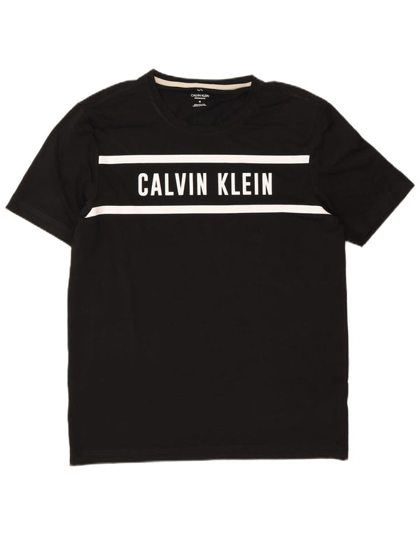 Calvin Klein Mens Graphic T-Shirt Top Medium Black Colourblock Polyester