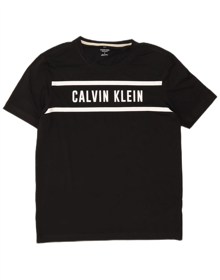 Calvin Klein Мужская футболка с рисунком Верх среднего черного цвета из полиэстера с цветными блоками