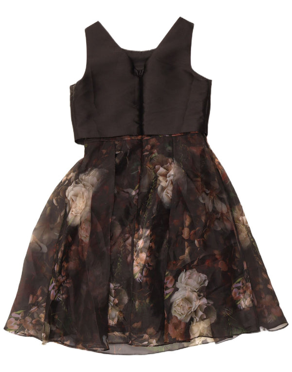 Coast Womens Ærmeløs A-Line Kjole UK 12 Medium Black Floral Polyester