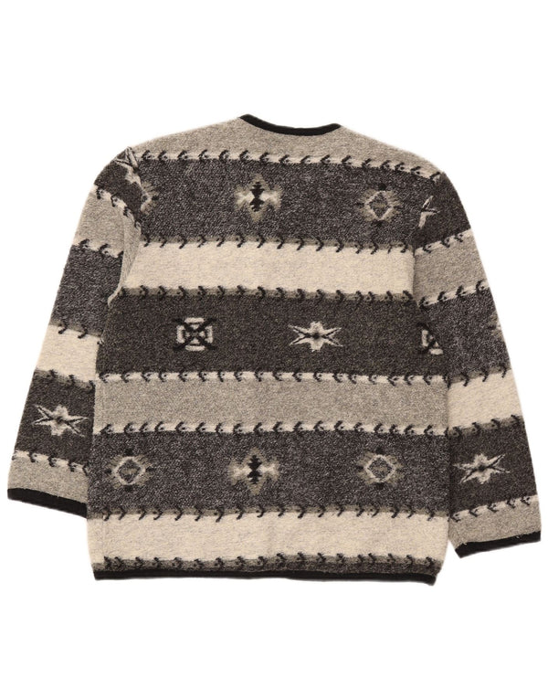 Sweter damski w stylu vintage, UK 16, duży, szary Fair Isle
