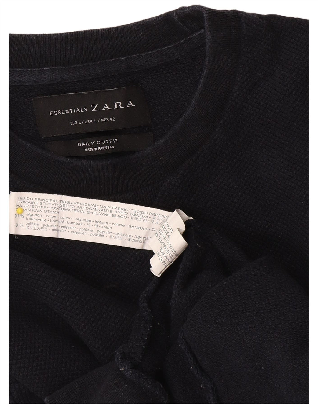 Zara Mens Sweatshirt Jumper Large Navy Blue Cotton