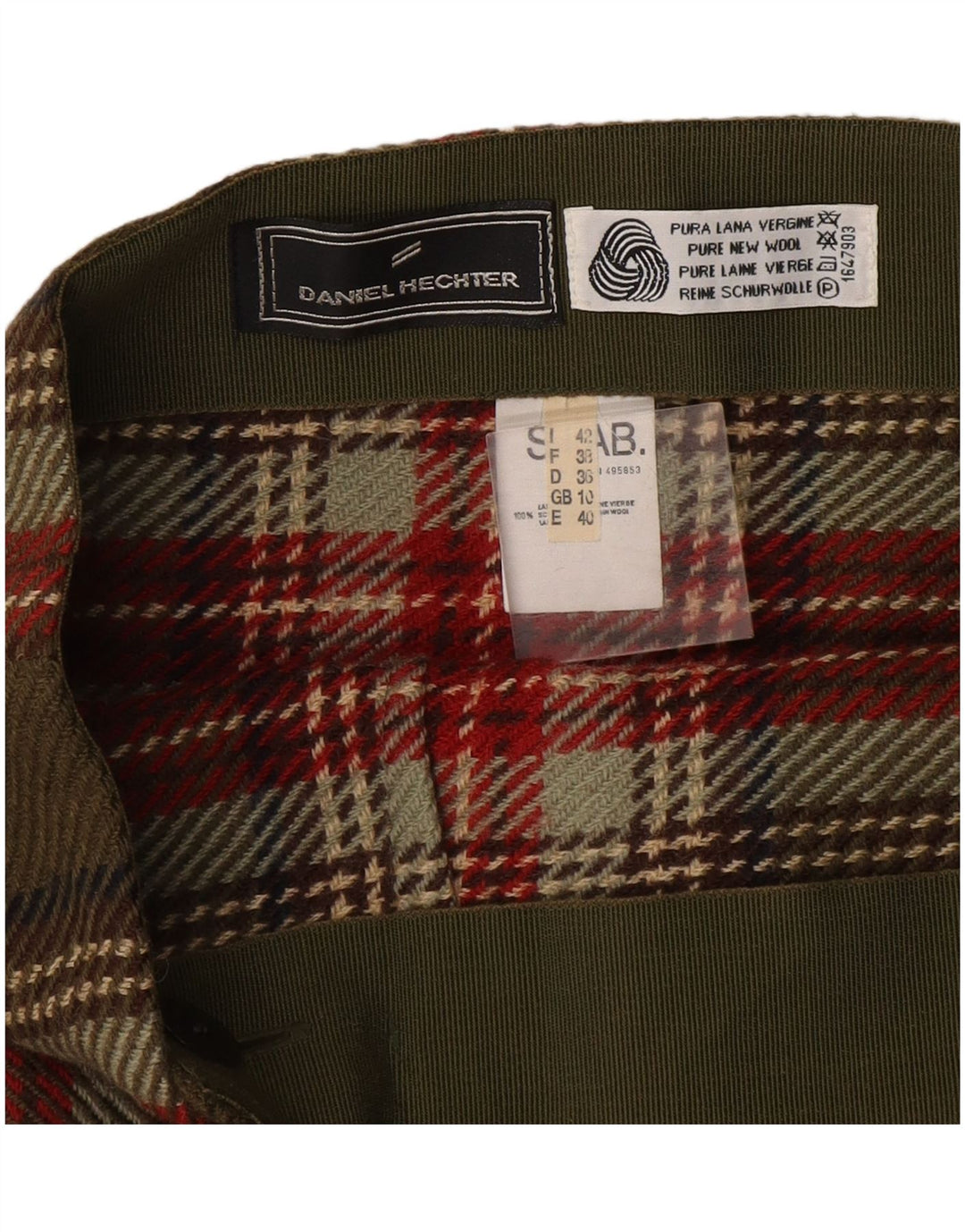 Daniel Hechter Womens Wrap Skirt UK 10 Small W27  Khaki Plaid Wool