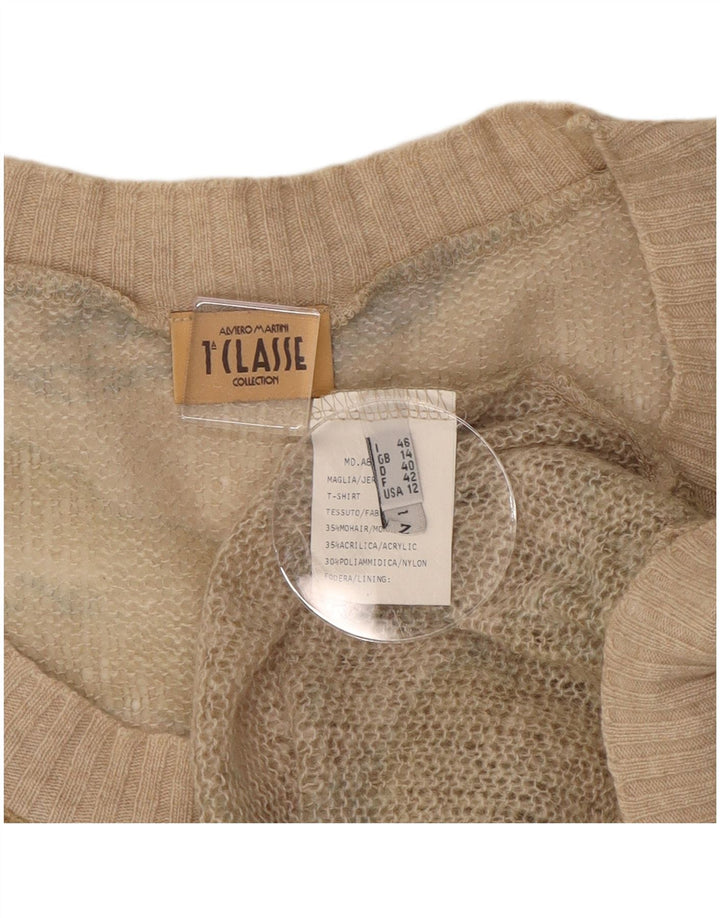 ALVIERO MARTINI Womens Boat Neck Jumper Sweater UK 14 Medium Beige