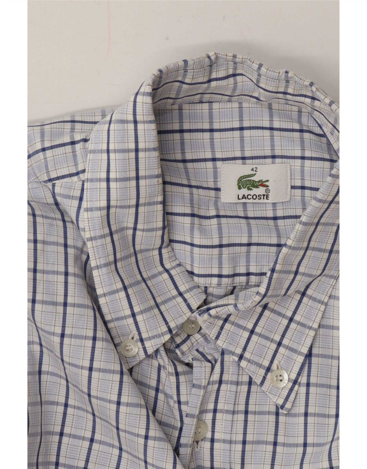 Camisa Lacoste Hombre Talla 42 Cuadro Azul Grande