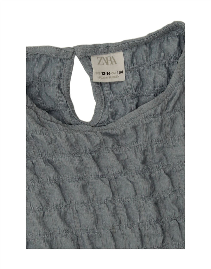 Zara Girls Sleeveless Blouse Top 13-14 Years Blue