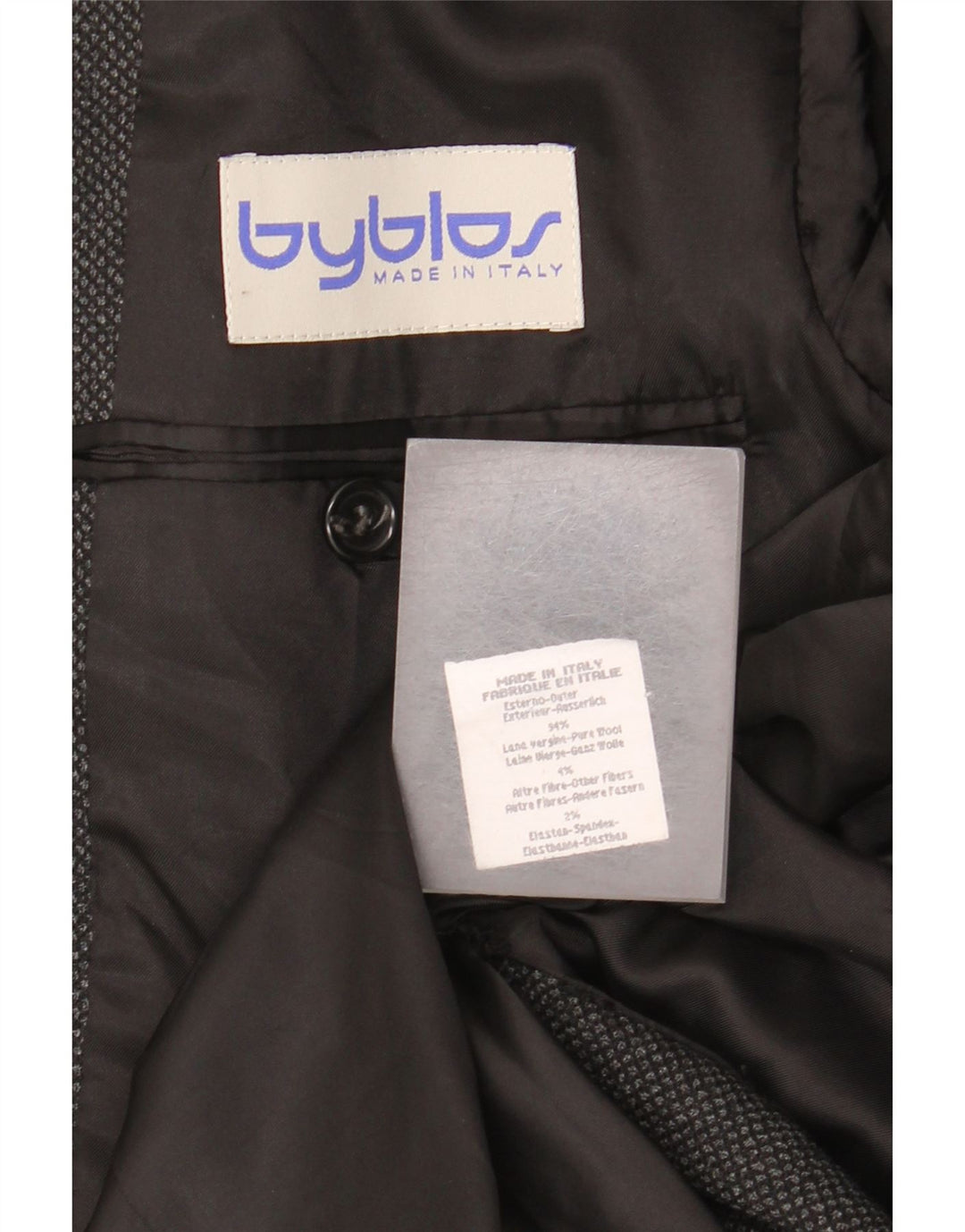 Byblos Herren-Blazerjacke mit 3 Knöpfen, EU 48, mittelgraue Wolle
