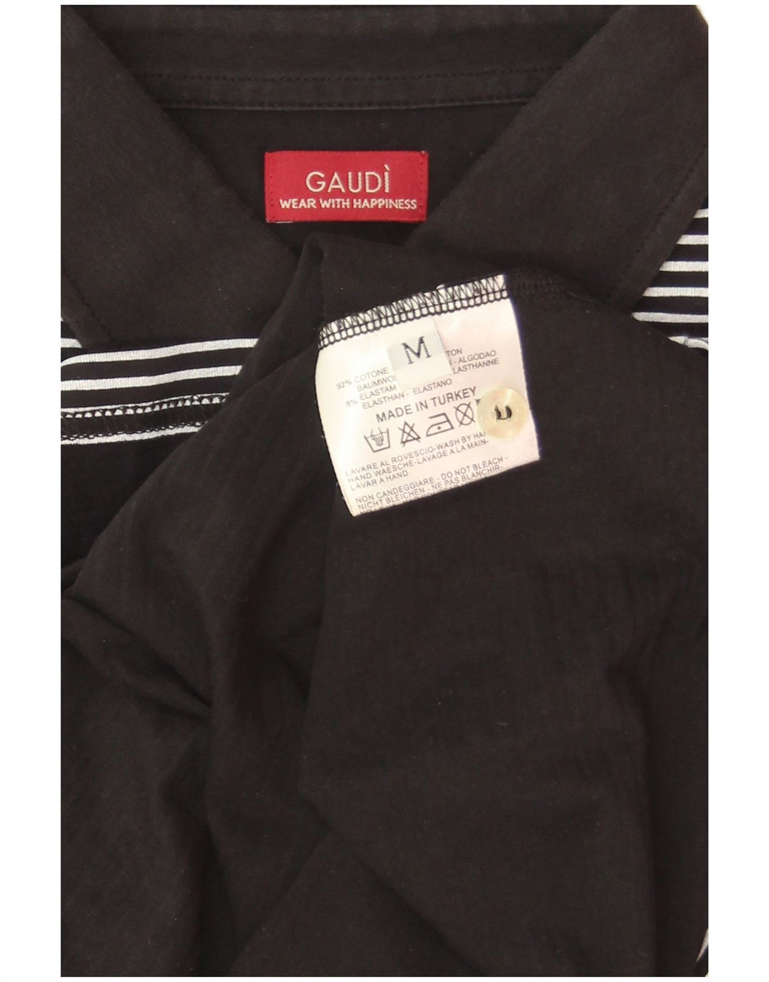 Gaudi Herre grafisk poloshirt Medium Sort nålestribet bomuld