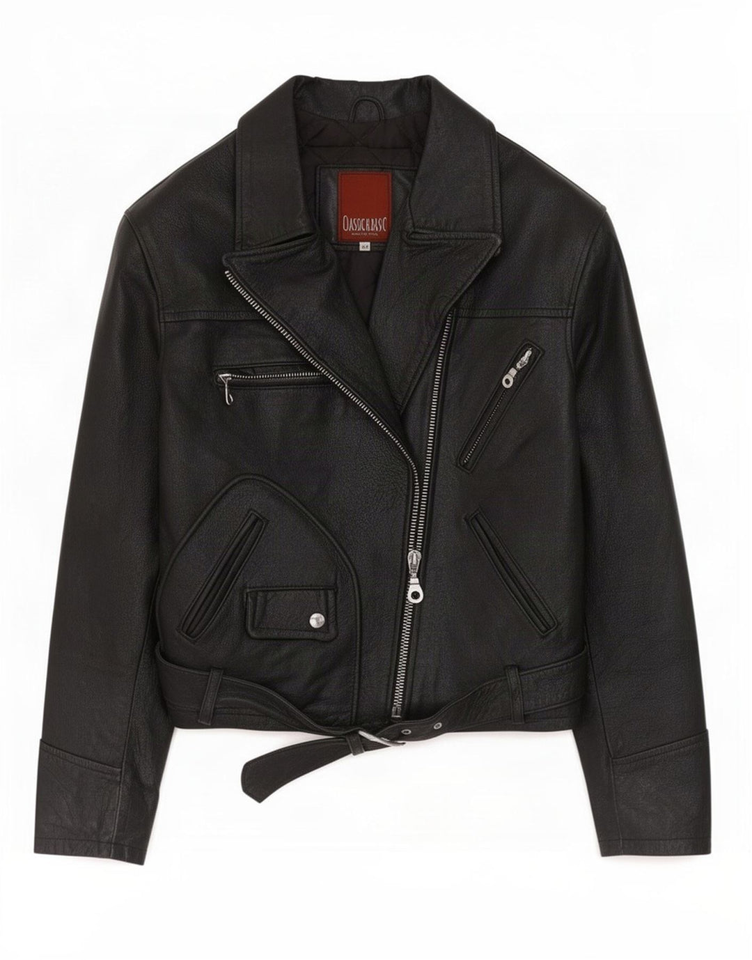 Vintage Damen Leder Bikerjacke IT 44 Medium Schwarz