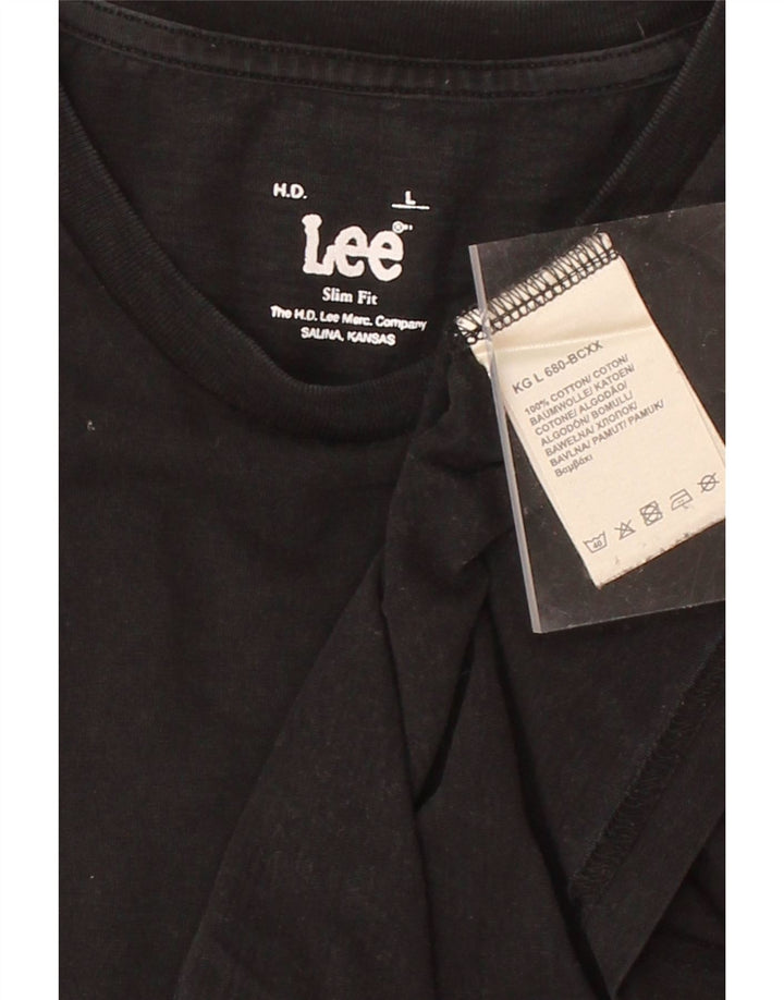 LEE Mens Slim Fit T-Shirt Top Large Black Cotton Vintage Lee and Second-Hand Lee from Messina Hembry 