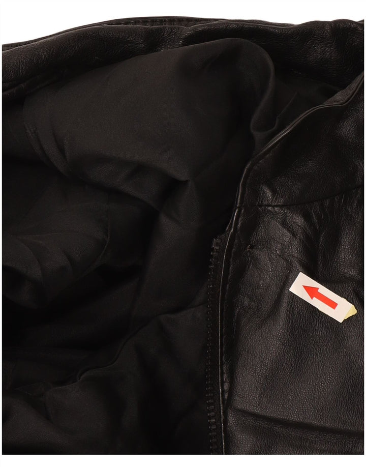 Vintage Womens Oversized Leather Jacket EU 50 XL Black