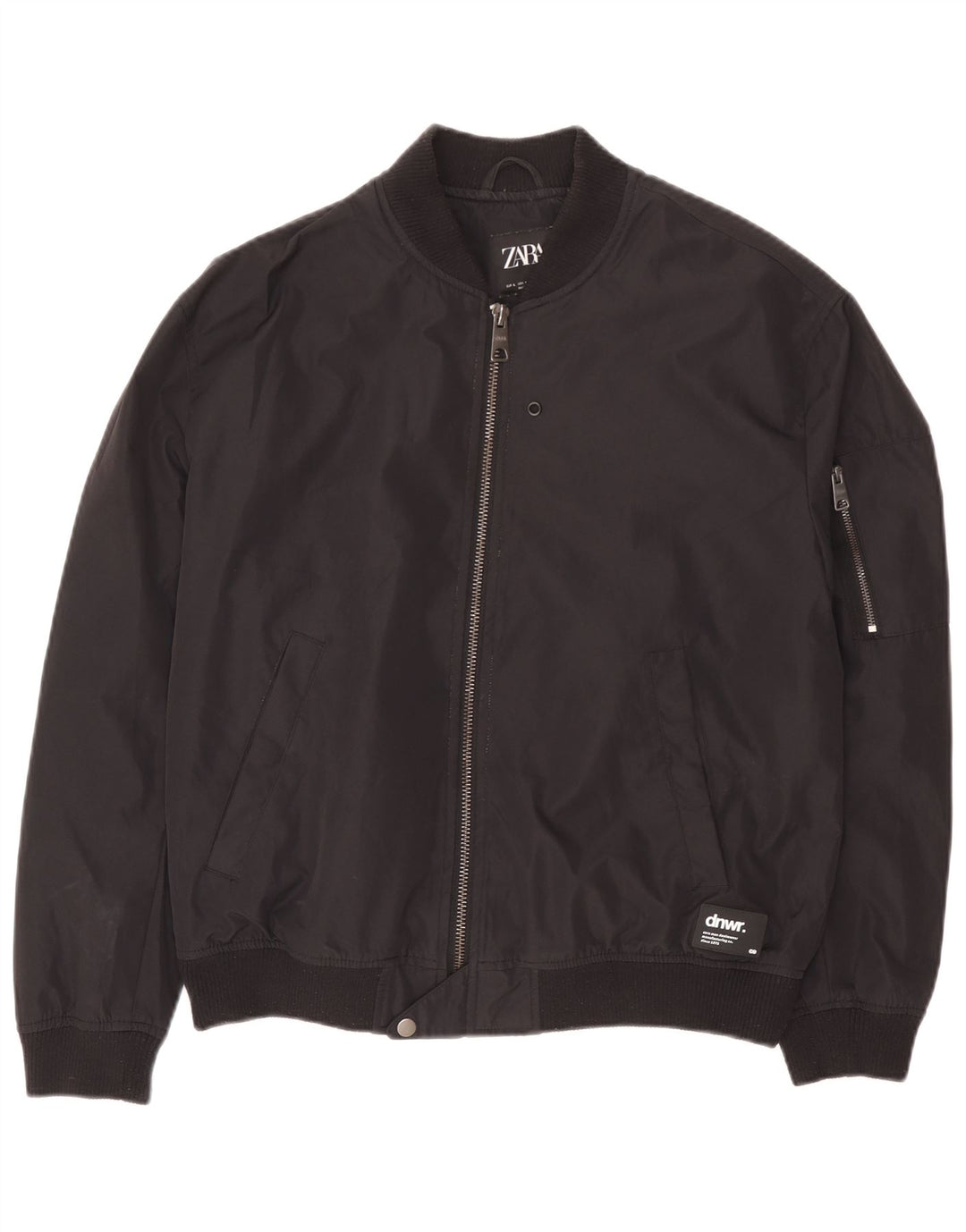 Zara Herre Bomber Jacket UK 40 Large Black Polyester