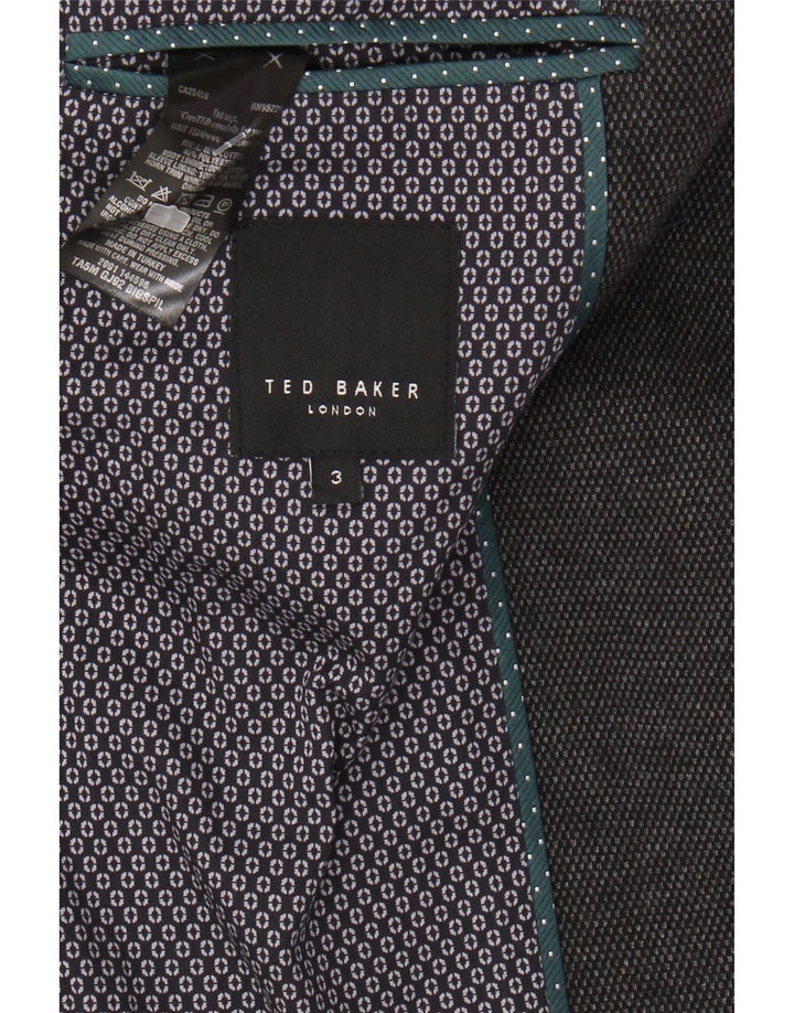 TED BAKER Mens 2 Button Blazer Jacket Size 3 Medium Grey Cotton