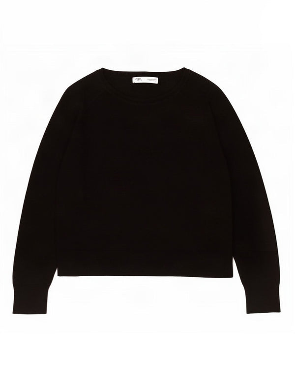 Maglione oversize con scollo a barca da donna Zara UK 10 piccolo in viscosa nera