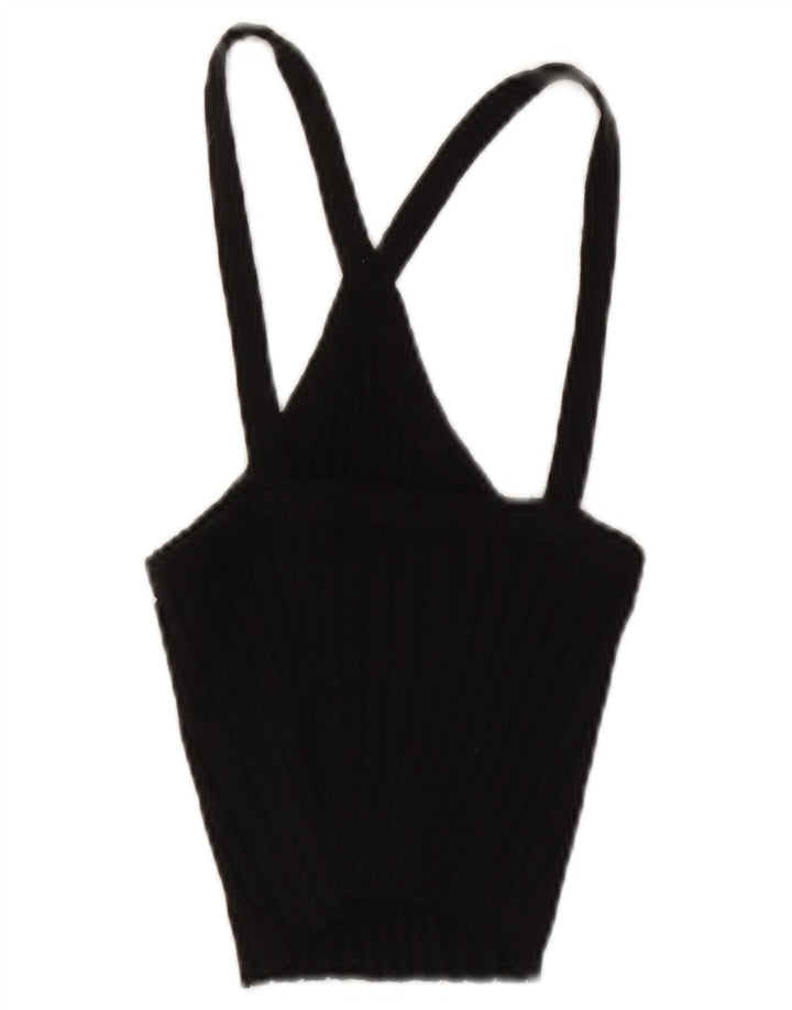Zara Womens Crop Halter Top UK 8 Small Black Cotton