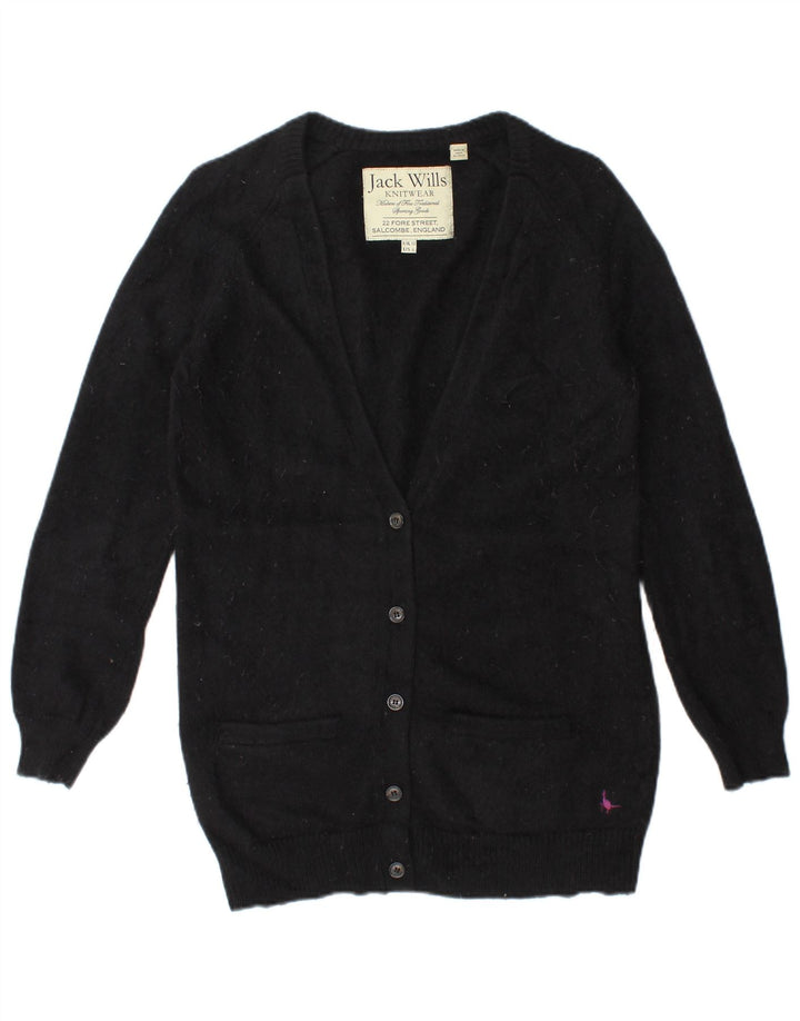 Jack Wills Womens Oversized Cardigan Sweater UK 10 Small Black Angora