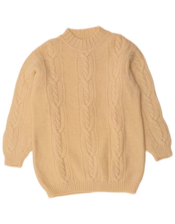 Benetton Damen-Pullover mit Rollkragen, UK-Gr. 44, Größe L, cremefarbene Wolle