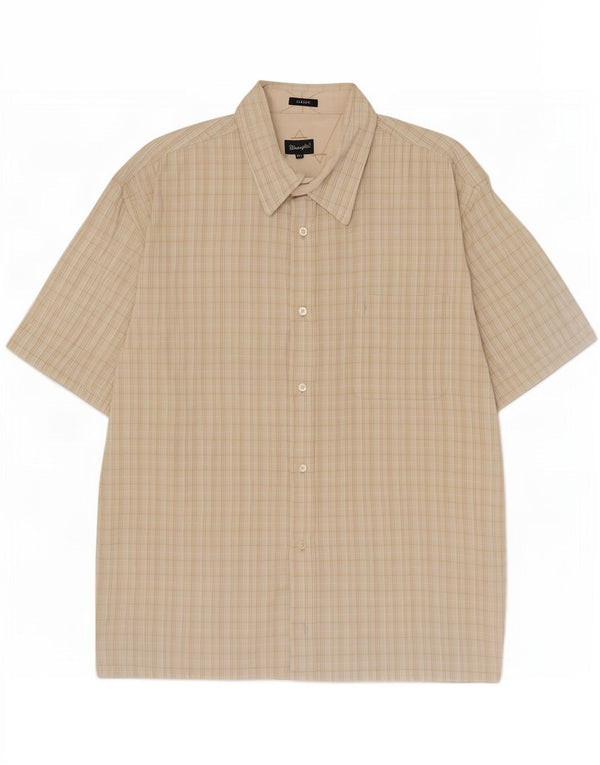 Wrangler Camisa clásica de manga corta para hombre 2XL Beige Check