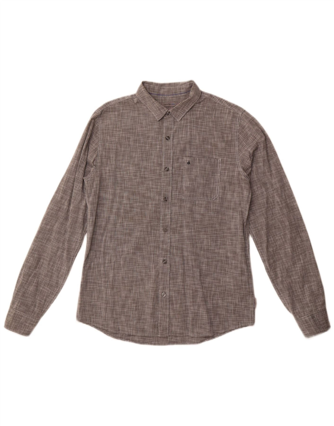Calvin Klein Jeans Mens Slim Fit Shirt Medium Grey Flecked Cotton