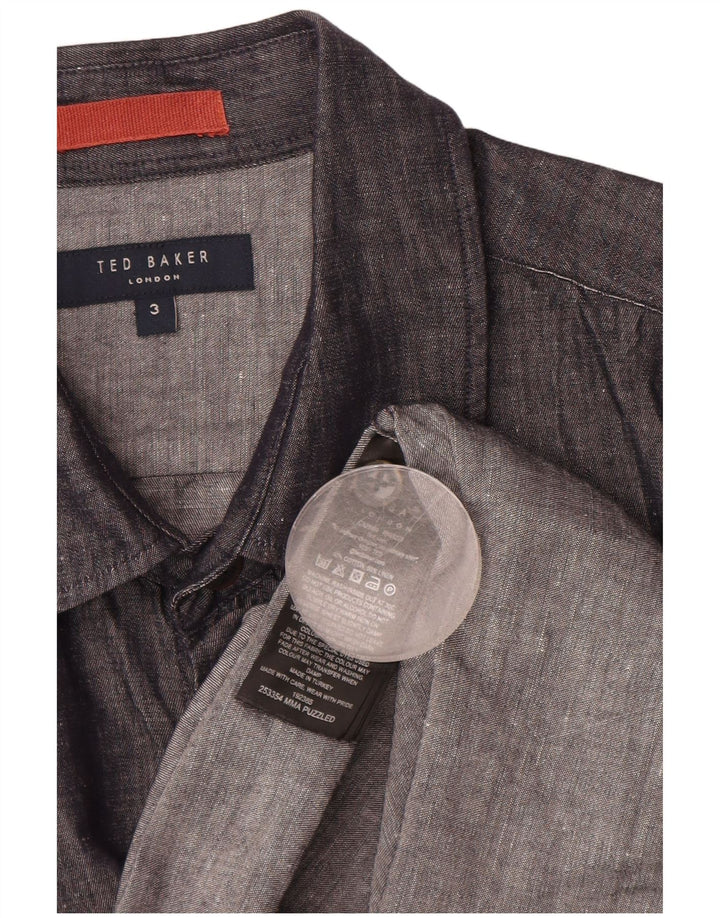 TED BAKER Mens Shirt Size 3 Medium Navy Blue Cotton