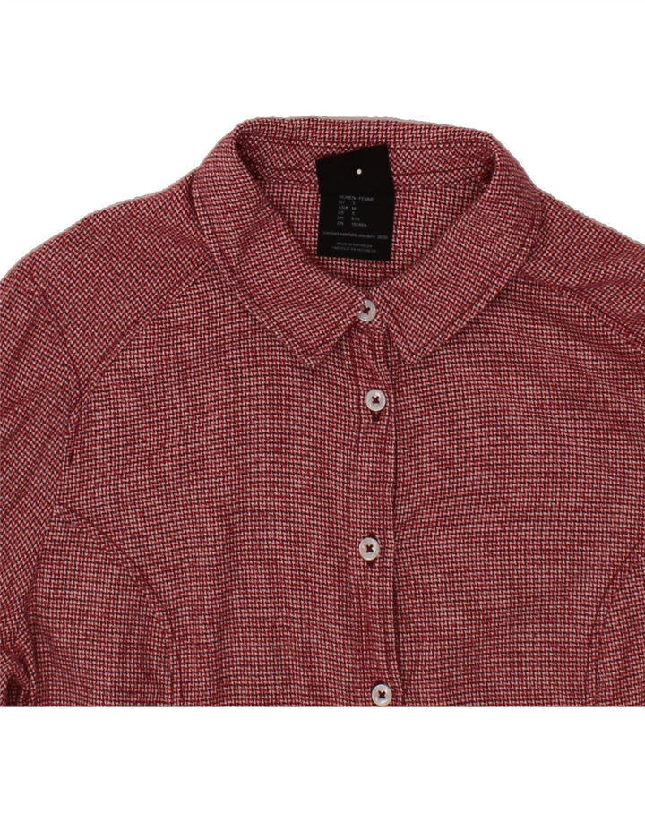 JACK WOLFSKIN Womens Shirt UK 8/10 Small Red Houndstooth Cotton Vintage Jack Wolfskin and Second-Hand Jack Wolfskin from Messina Hembry 