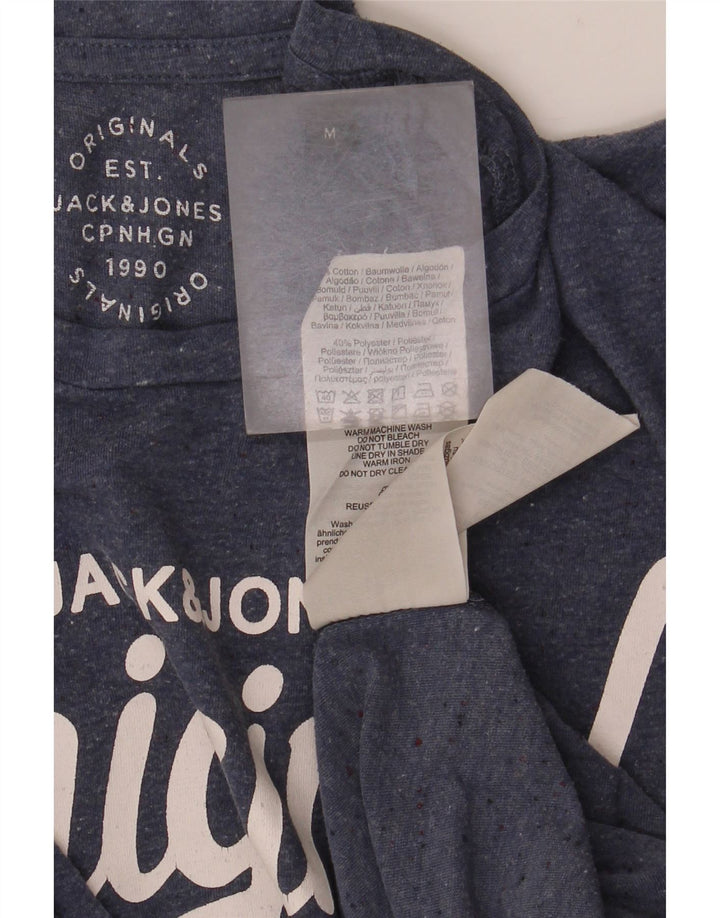 Jack & Jones Mens Graphic T-Shirt Top Medium Navy Blue Cotton