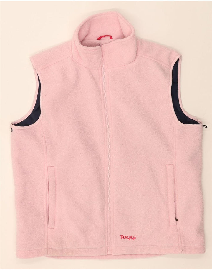 TOGGI Mens Graphic Fleece Gilet UK 38 Medium Pink Polyester Vintage Toggi and Second-Hand Toggi from Messina Hembry 