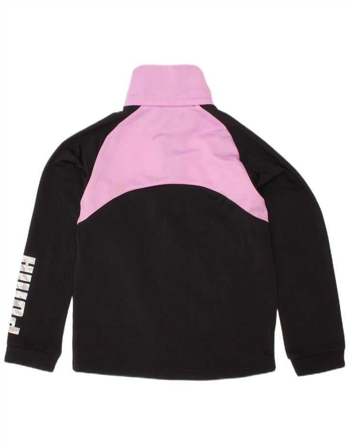 PUMA Mädchen-Trainingsanzug-Top-Jacke, 5–6 Jahre, schwarzes Farbblock-Polyester