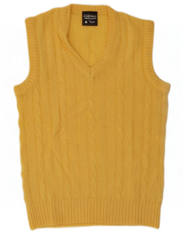 Shetland Mens Vest Tank Top XL Yellow Wool