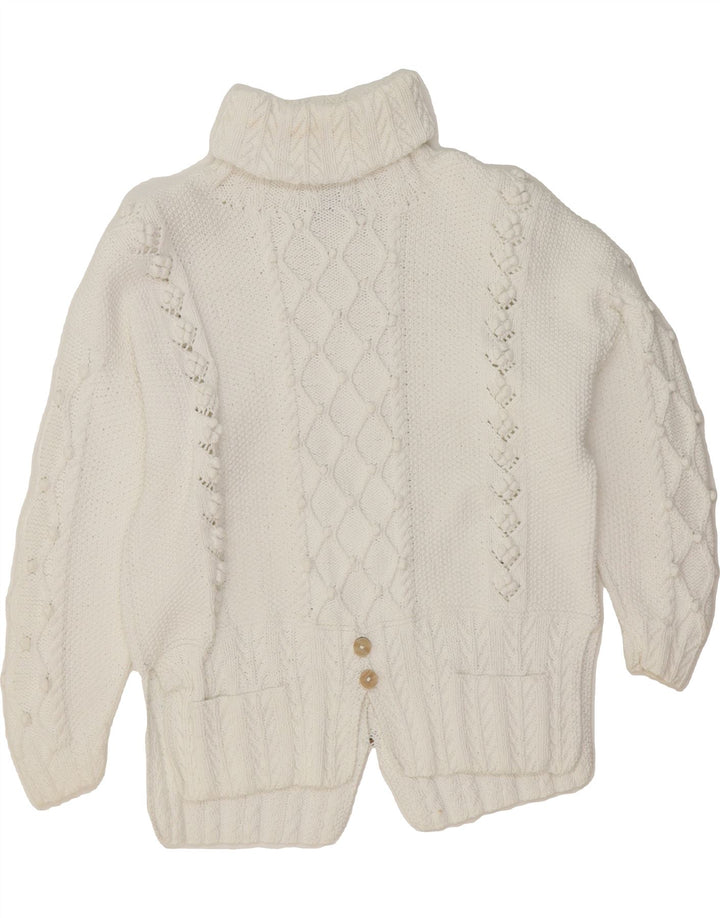 VINTAGE Womens Roll Neck Jumper Sweater UK 14 Medium White Cotton Vintage Vintage and Second-Hand Vintage from Messina Hembry 
