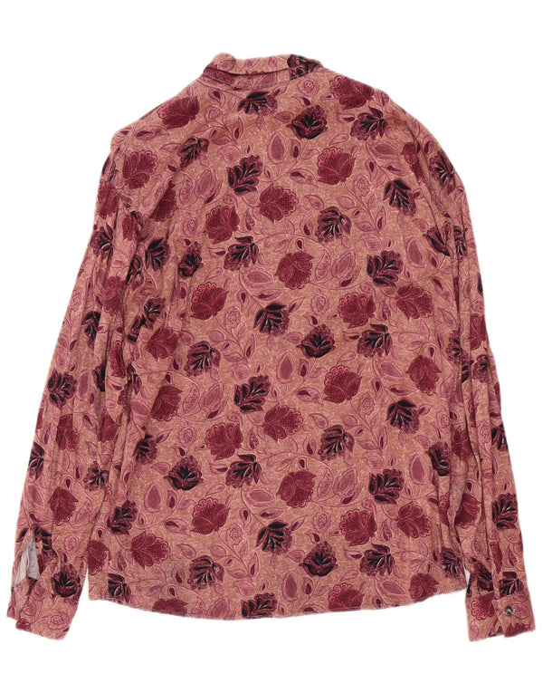 Vintage Mens Shirt Size 39/40 Medium Burgundy Floral Cotton