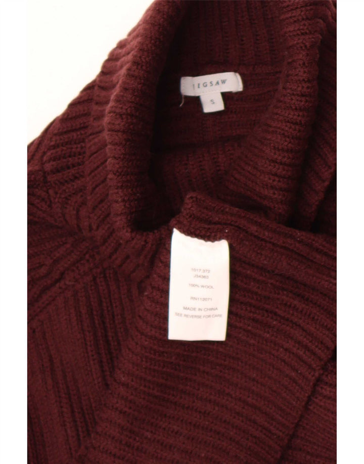 Jigsaw Womens Roll Neck Jumper Sweater UK 10 Small Burgundy Wool