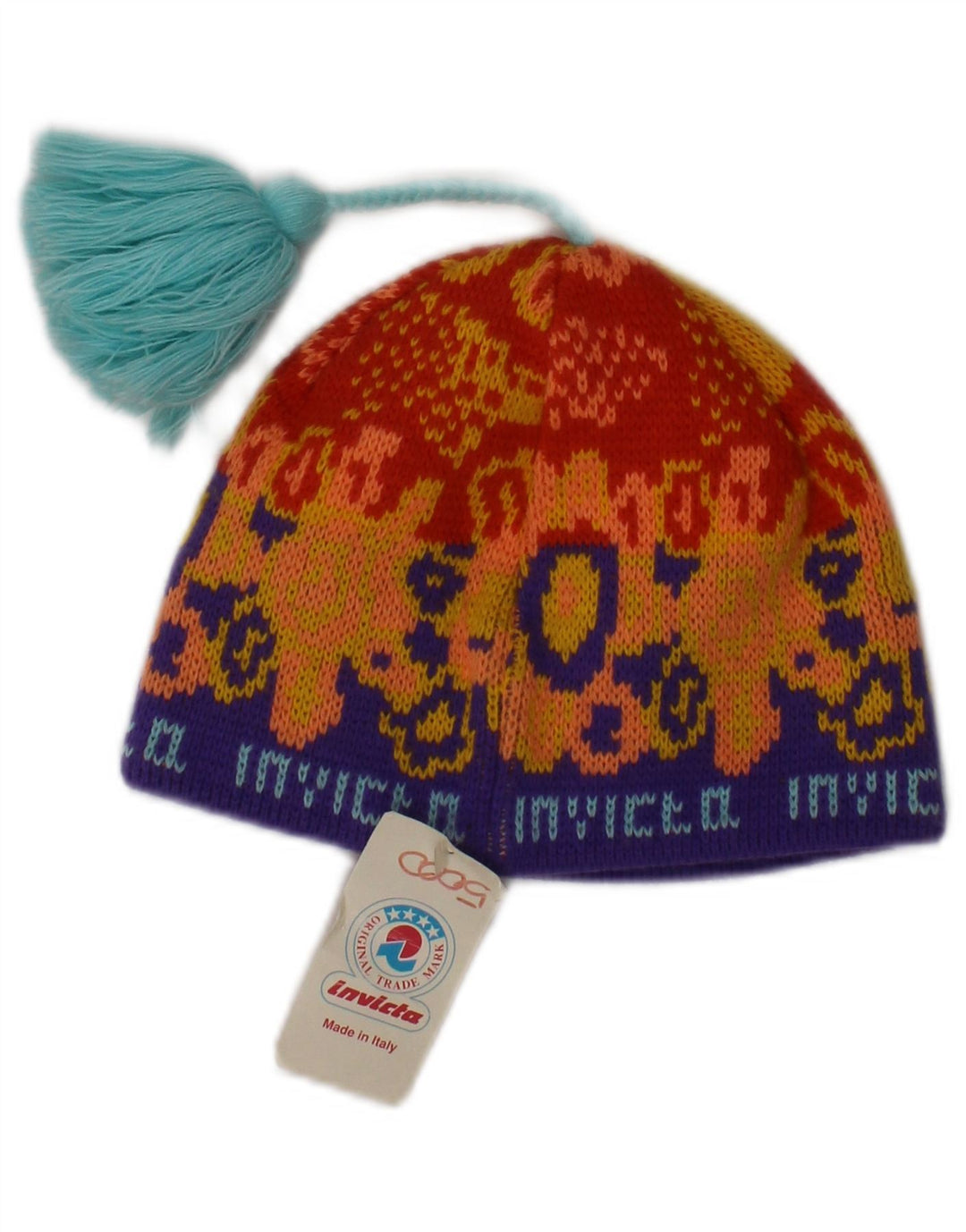 Invicta Womens Graphic Knit Bobble Hat One Size Orange Acrylic