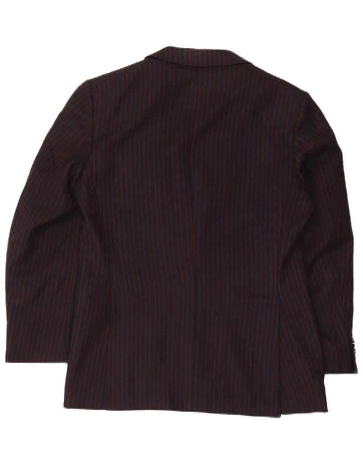 Vintage Mens 2 Button Blazer Jacket UK 38 Medium Navy Blue Striped Wool