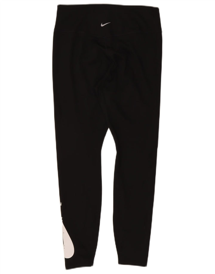 Nike Womens Dri Fit Graphic Leggings UK 14 Large Black Polyester