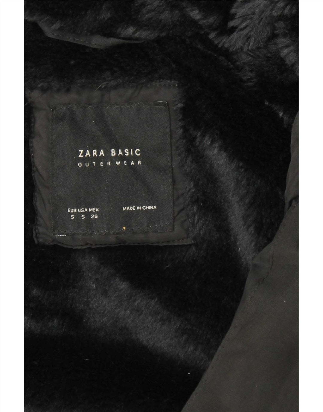 Zara hættejakke til kvinder UK 10 Lille sort polyester