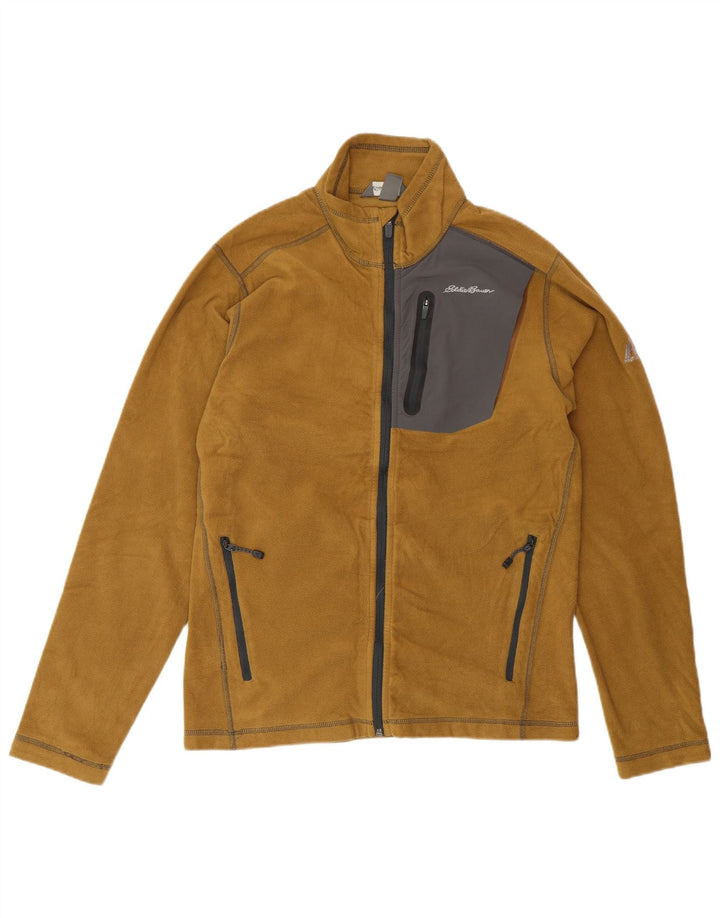 Eddie Bauer Mens Fleece Jacket UK 36 Small Brown Colourblock Polyester