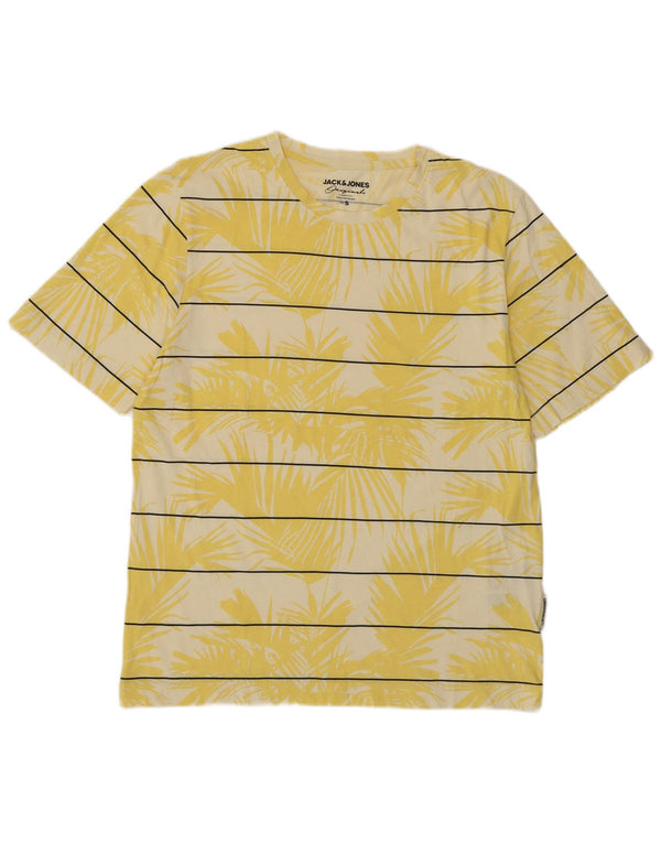Мужская футболка Jack & Jones Top в маленькую желтую полоску из хлопка в гавайском стиле